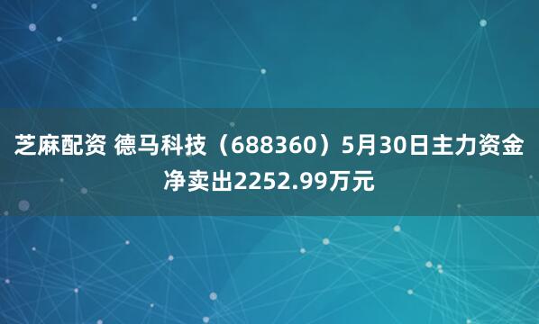 芝麻配资 德马科技（688360）5月30日主力资金净卖出2252.99万元